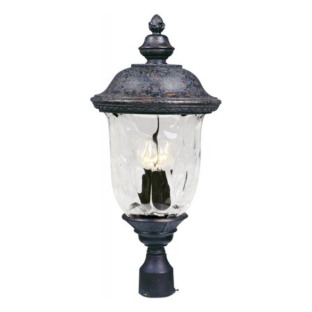 Maxim Three Light Oriental Bronze Water Glass Glass Post Light 40420WGOB